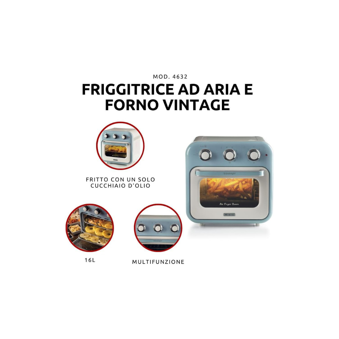 Ariete Friggitrice Airy Fryer Vintage 16Lt Mod.4632/05 Blu