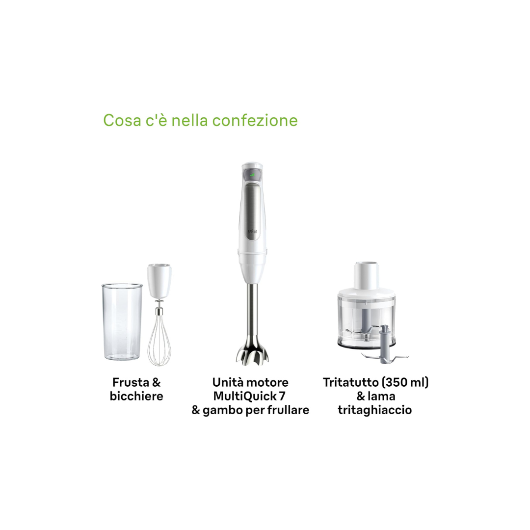 Braun Frullatore Ad Immersione MultiQuick 7 1000W 4IN1 Mod.MQ7035I