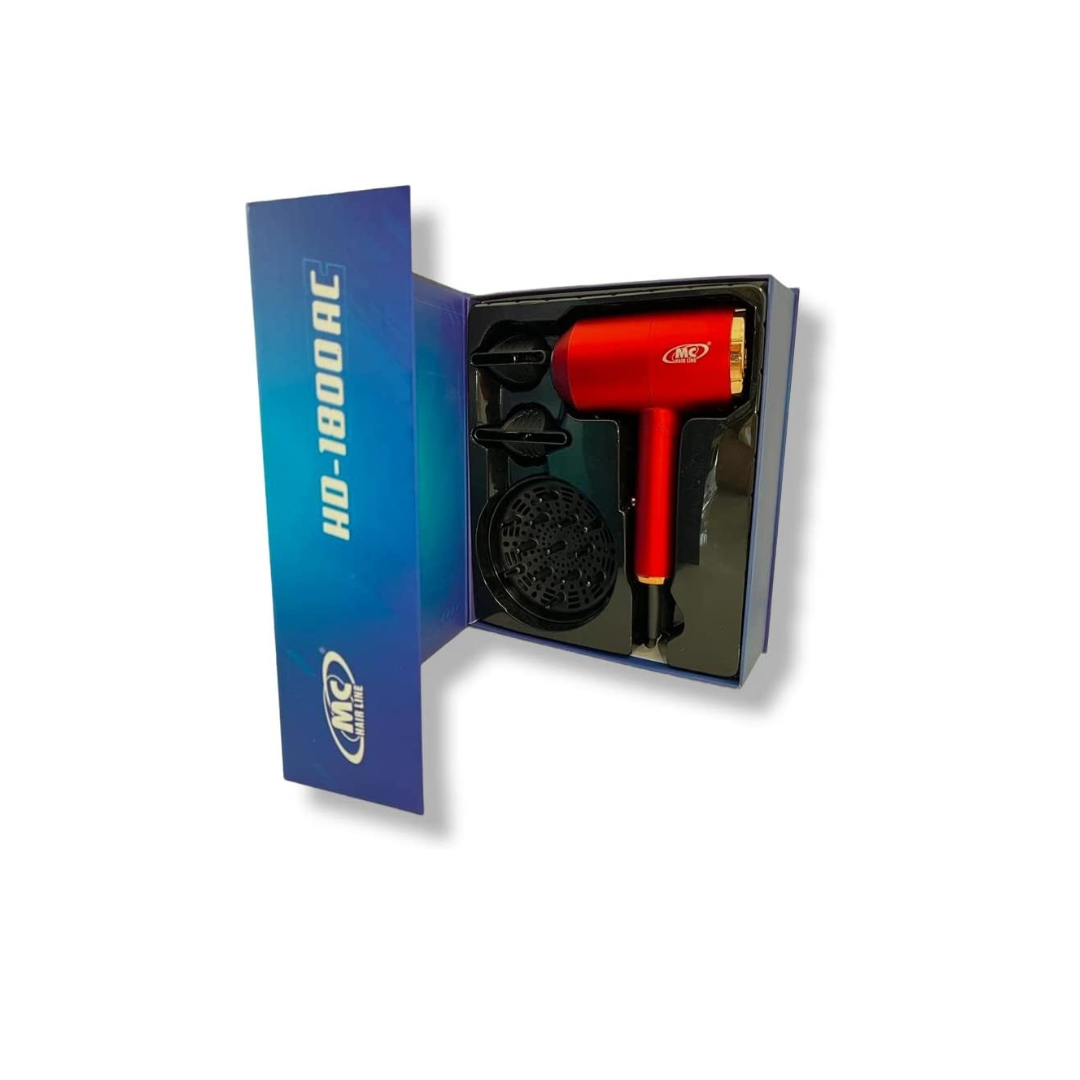 Mc Phon Professionale HD-1800 AC, 1800W Manico Pieghevole Con Diffusore e 2 Beccucci - NERO