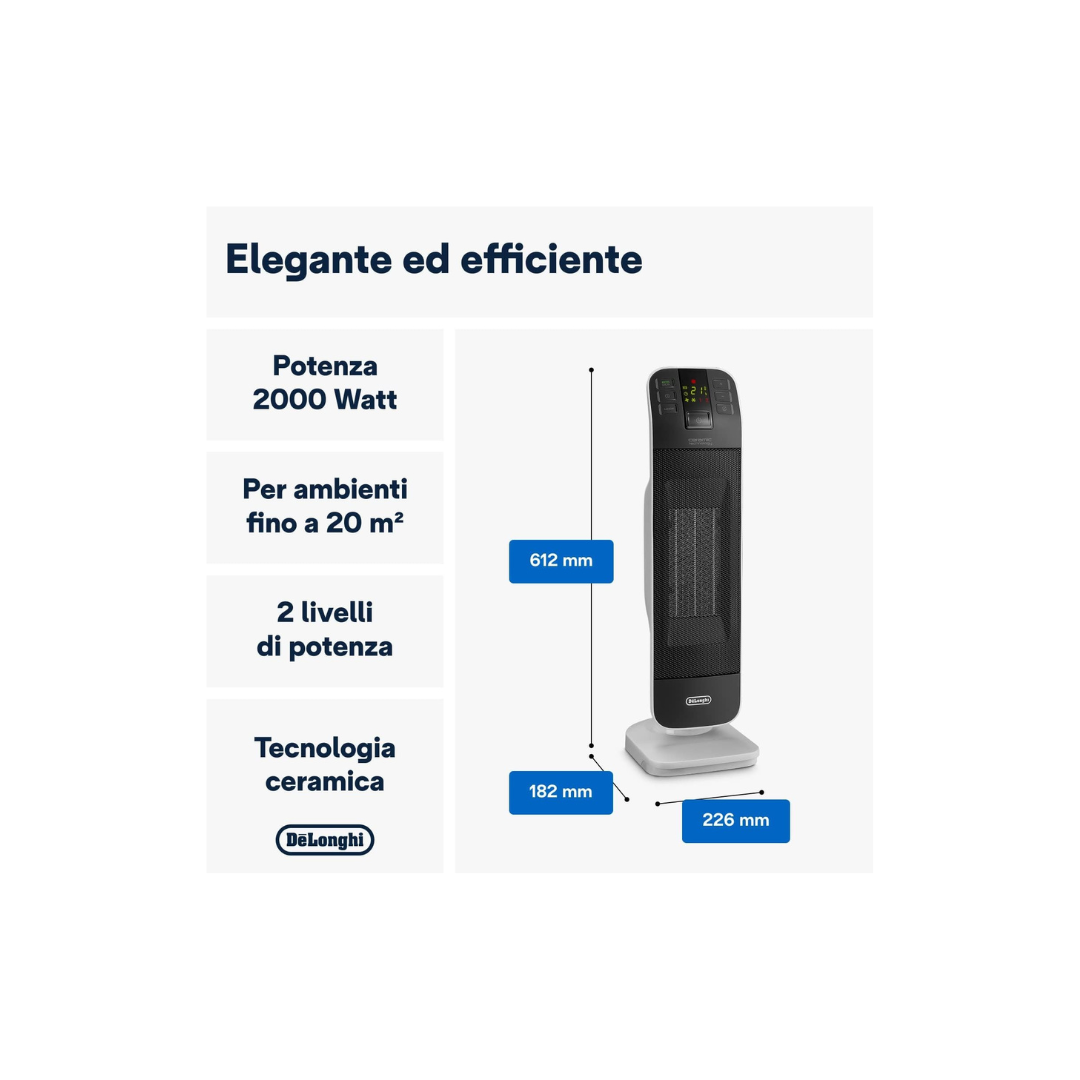 De Longhi Termoventilatore A Torre Ceramico 2000W Mod.HFX65V20