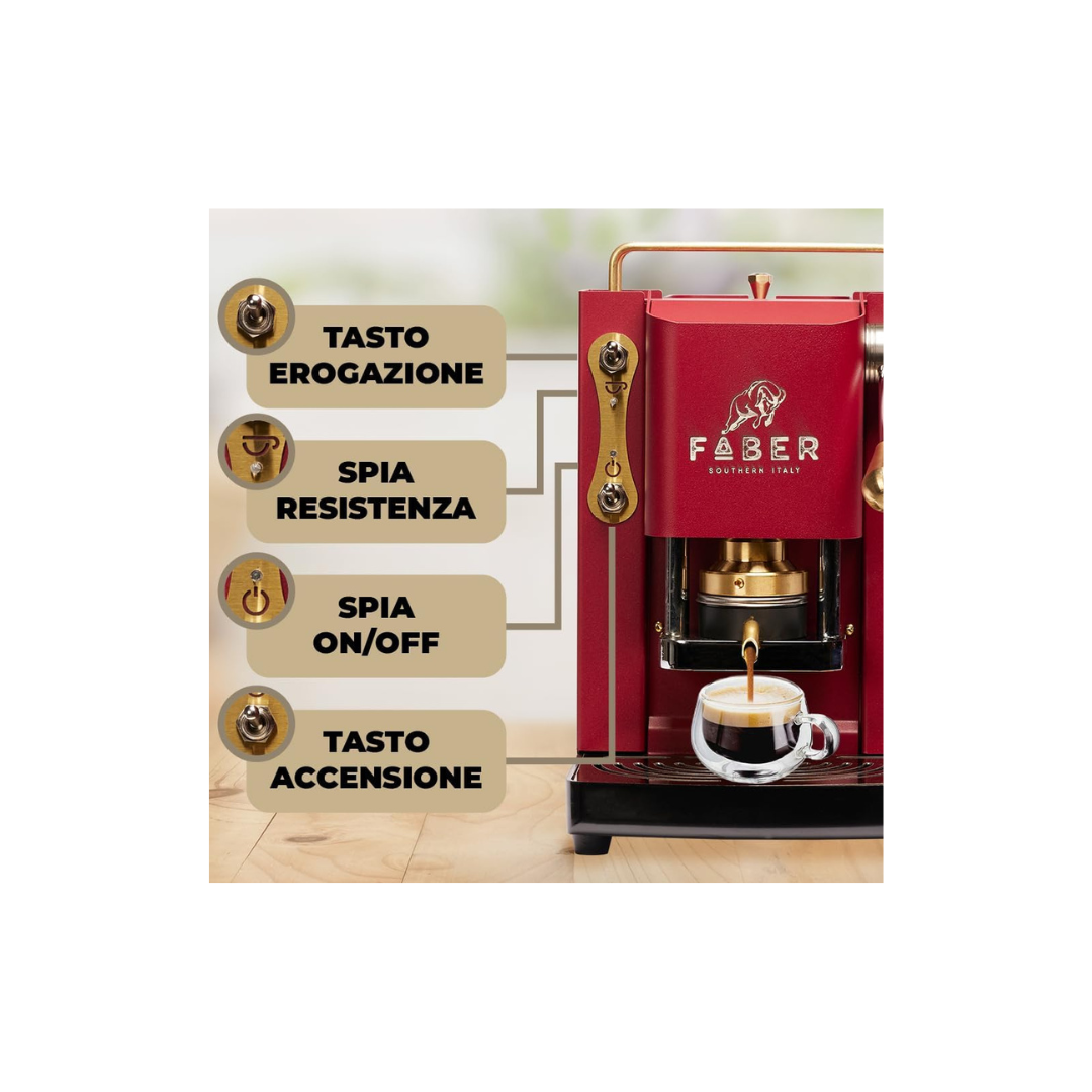 Faber Macchina Caffè Pro Deluxe Cherry Red
