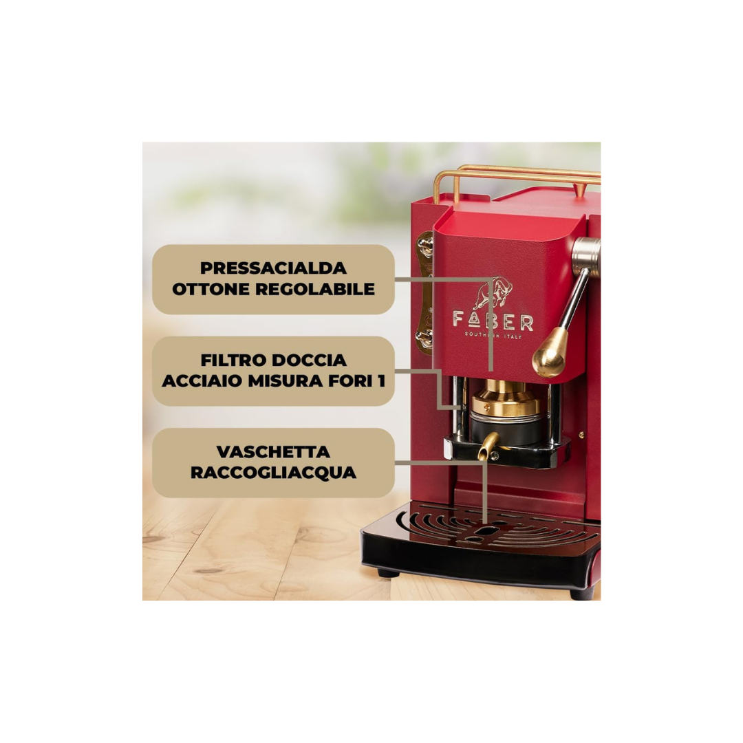 Faber Macchina Caffè Pro Deluxe Cherry Red